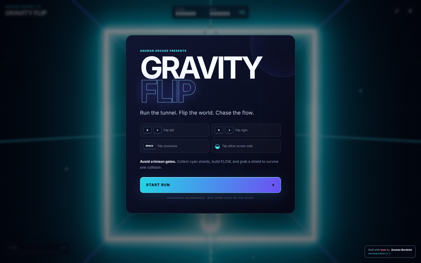 Gravity Flip Runner neon tunnel