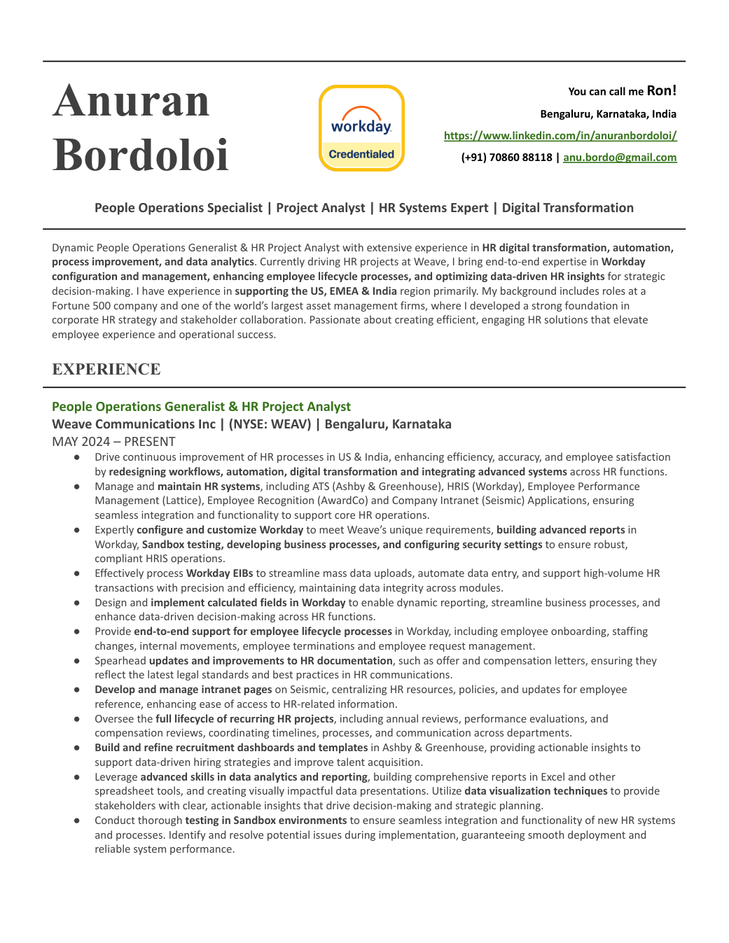 First page preview of Anuran Bordoloi's resume